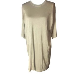 Ryan Harris Carmel Tan Silk Knitted Drop Shoulder Light Midi Dress Wm’s Sz Large